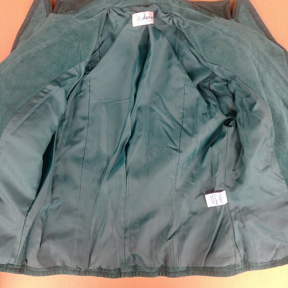 Y2K cotton velvet teal blue blazer jacket sharp lapels XS - Picture 10 of 12